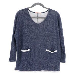 SJS Knitted Sweater Womens L Navy Minimalist Relaxed Lounge Wear Boxy Slouchy